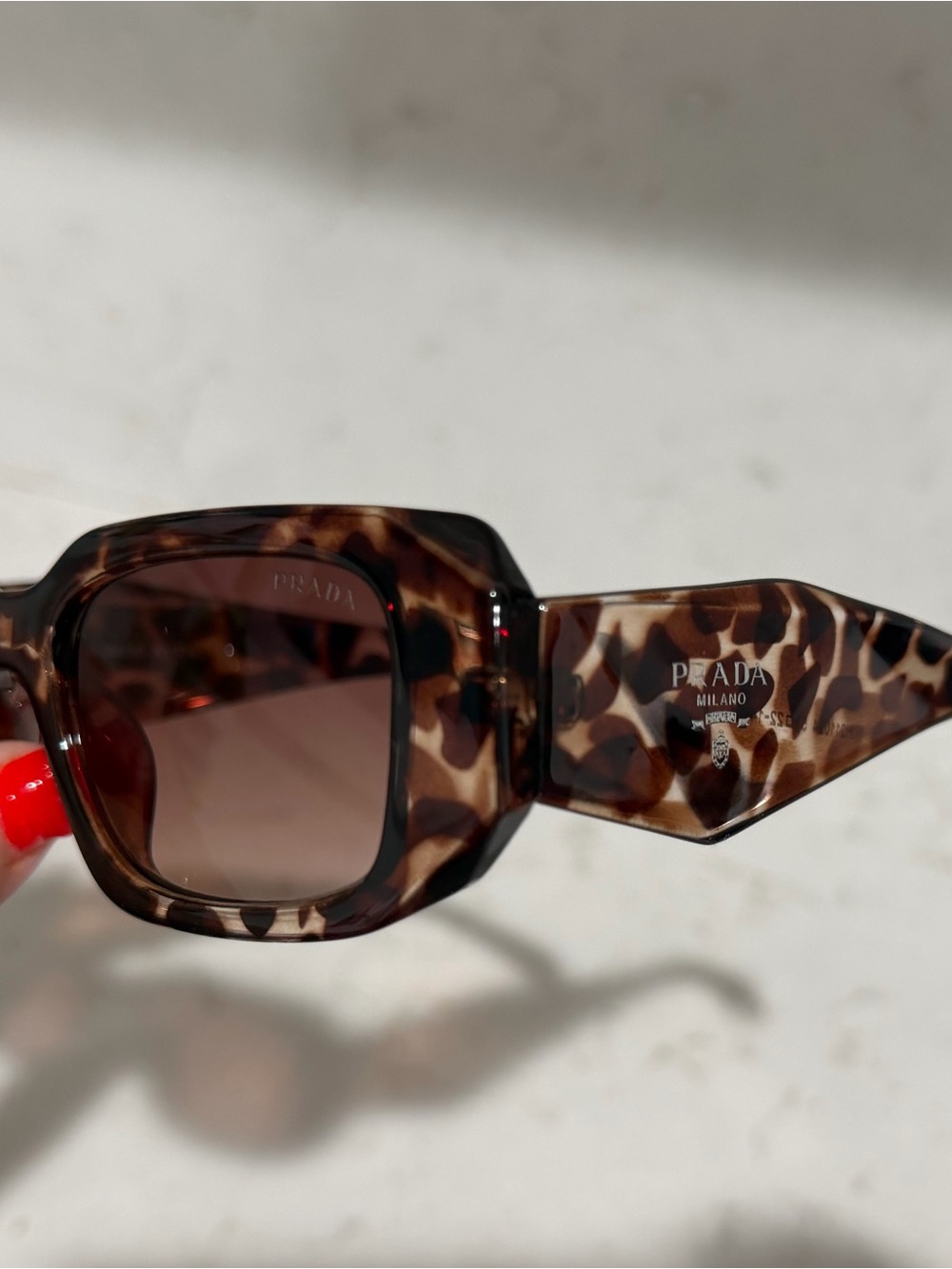 Tortoiseshell Rectangular Sunglasses - Brown Lenses